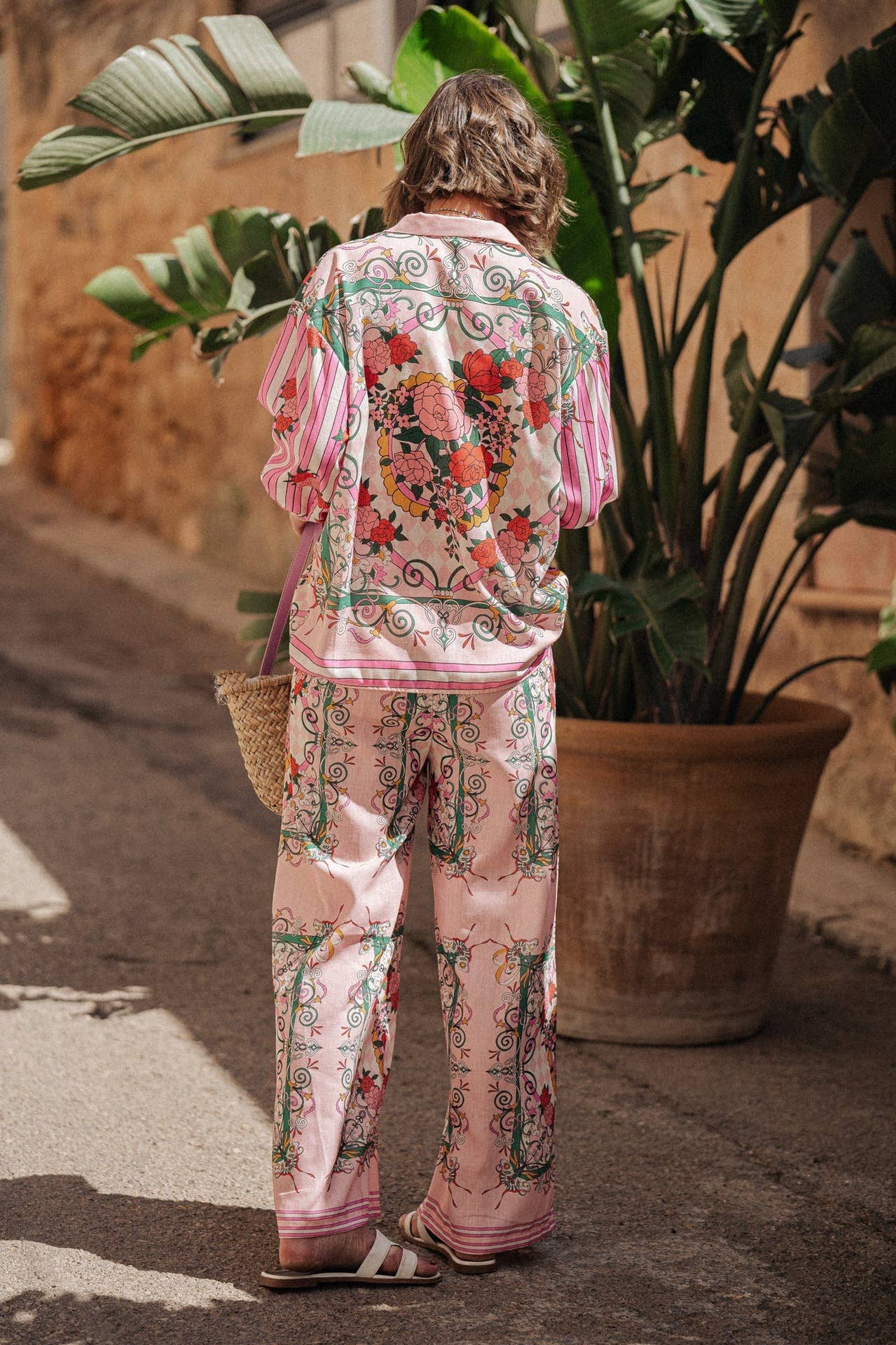 Fashionable printed macaron long sleeve shirt set