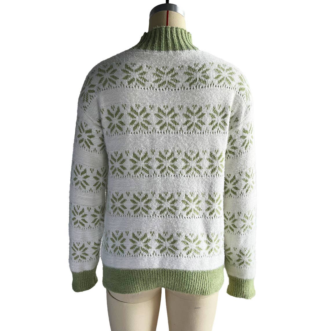 TURTLENECK SNOWFLAKE JACQUARD LONG SLEEVE SWEATER
