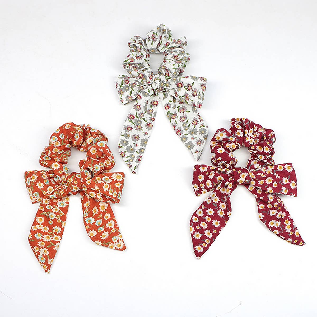 SIMPLE PRINTED RIBBON BOW HAIR TIE_CWAHA1067