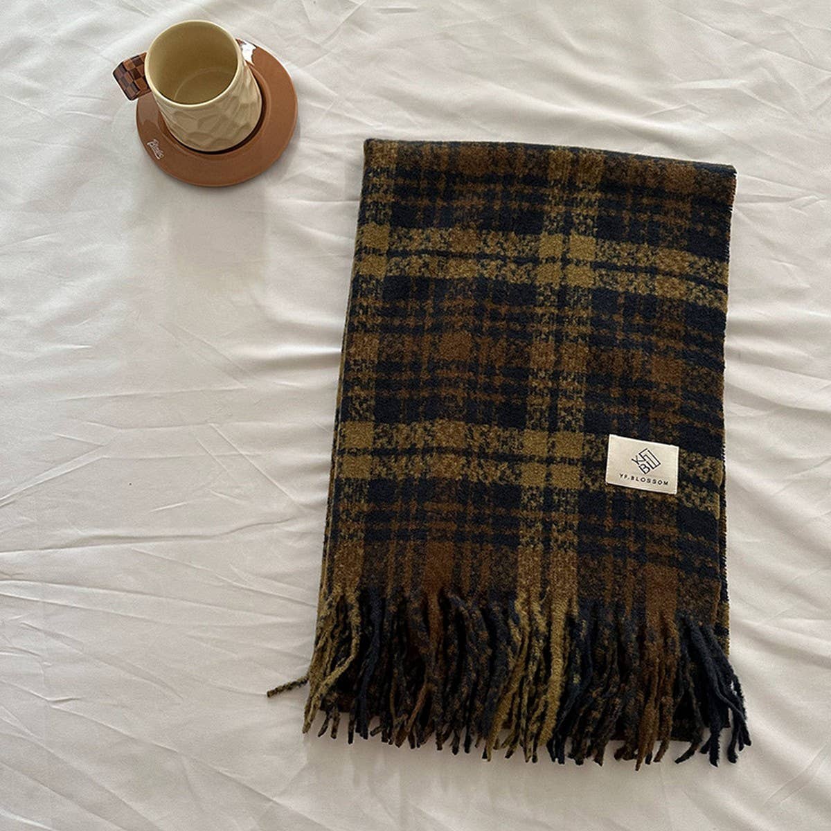 Brown Check Scarf ??Thick Dual-use Winter Wrap_CWASC2299
