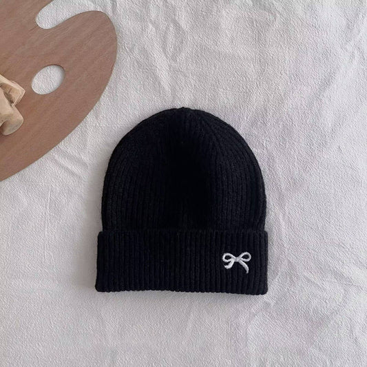 CHILDREN'S WARM KNITTED HAT WITH BOW EMBROIDERY_CWAH2926