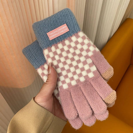Fashion Plaid Gloves ??Thick Warm Touchscreen_CWAG0187