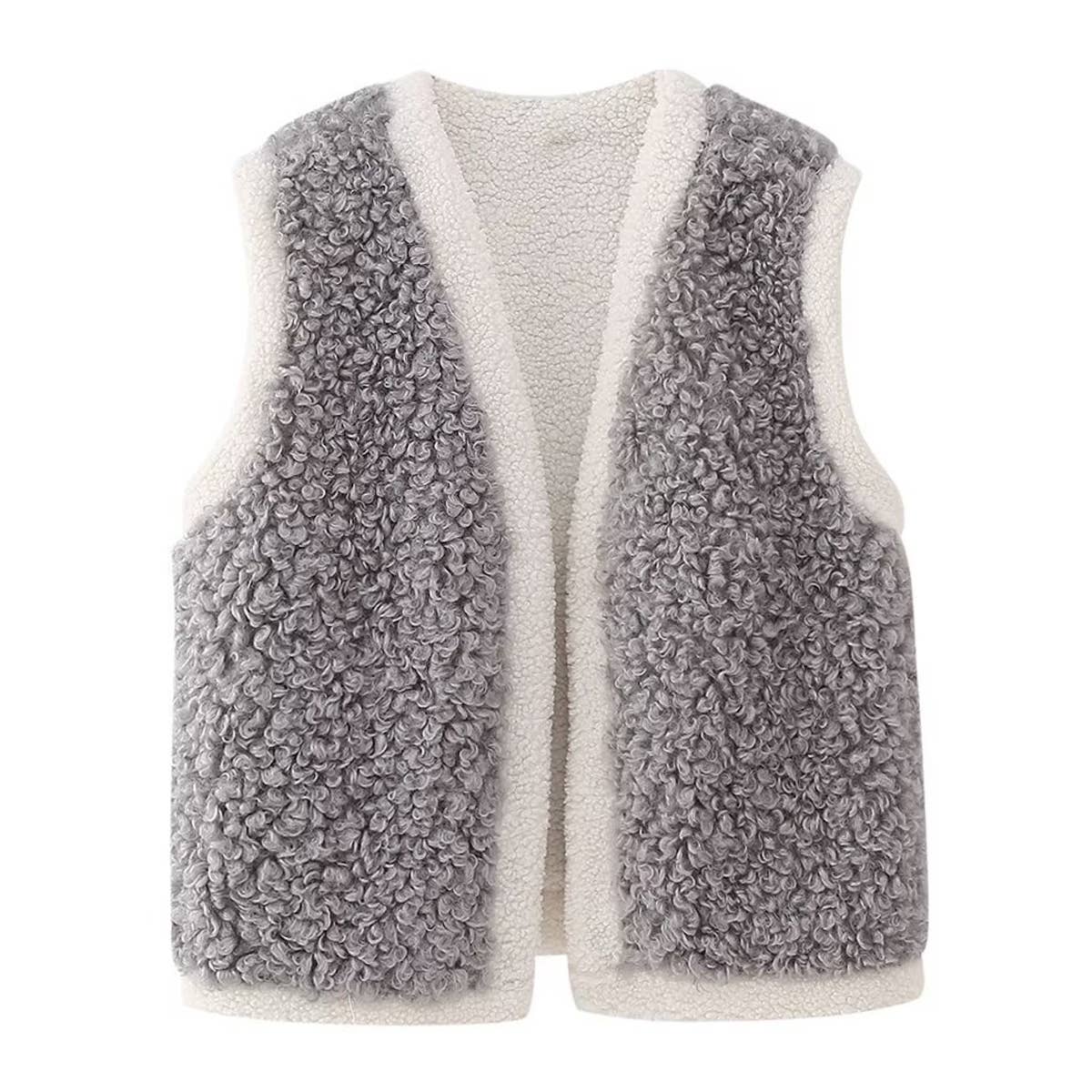 LAMB WOOL MATCHING SHORT SLEEVELESS VEST