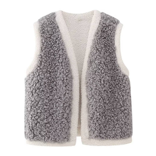 LAMB WOOL MATCHING SHORT SLEEVELESS VEST