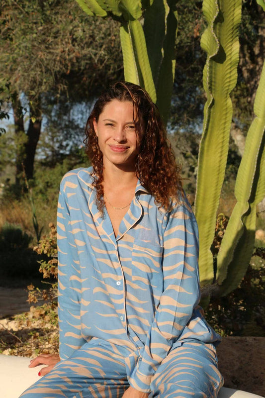 Lapel single-breasted tropical print home set