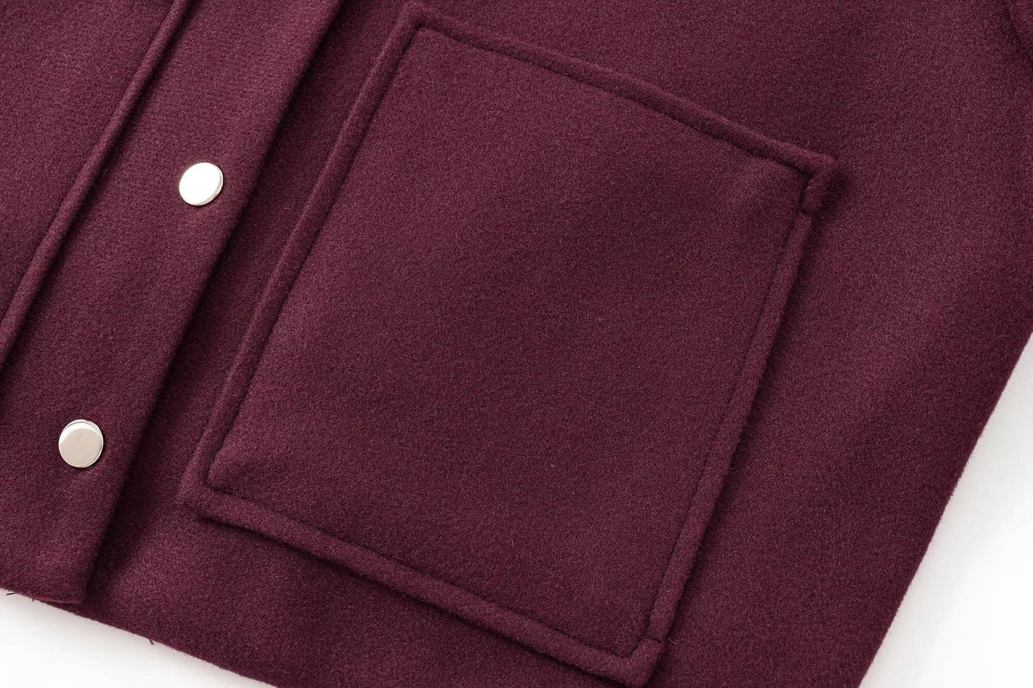 Stand-up collar,button-down pocket short jacket