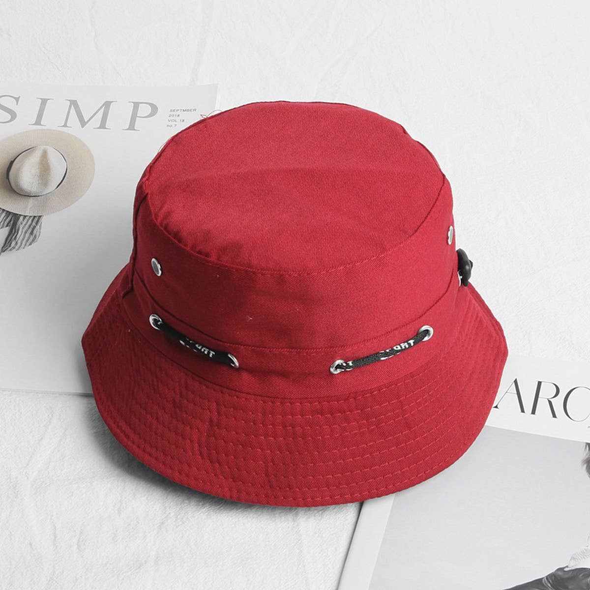 CWAH1519_SOLID COLOR CASUAL REVERSIBLE SUNSCREEN BUCKET HAT