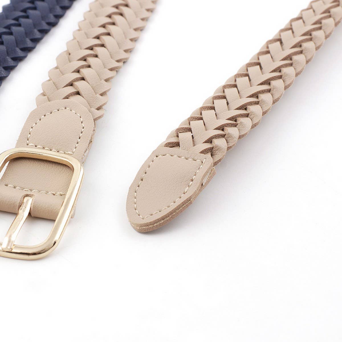 CWABE0385_SQUARE BUCKLE HANDWOVEN THIN BELT FOR WOMEN