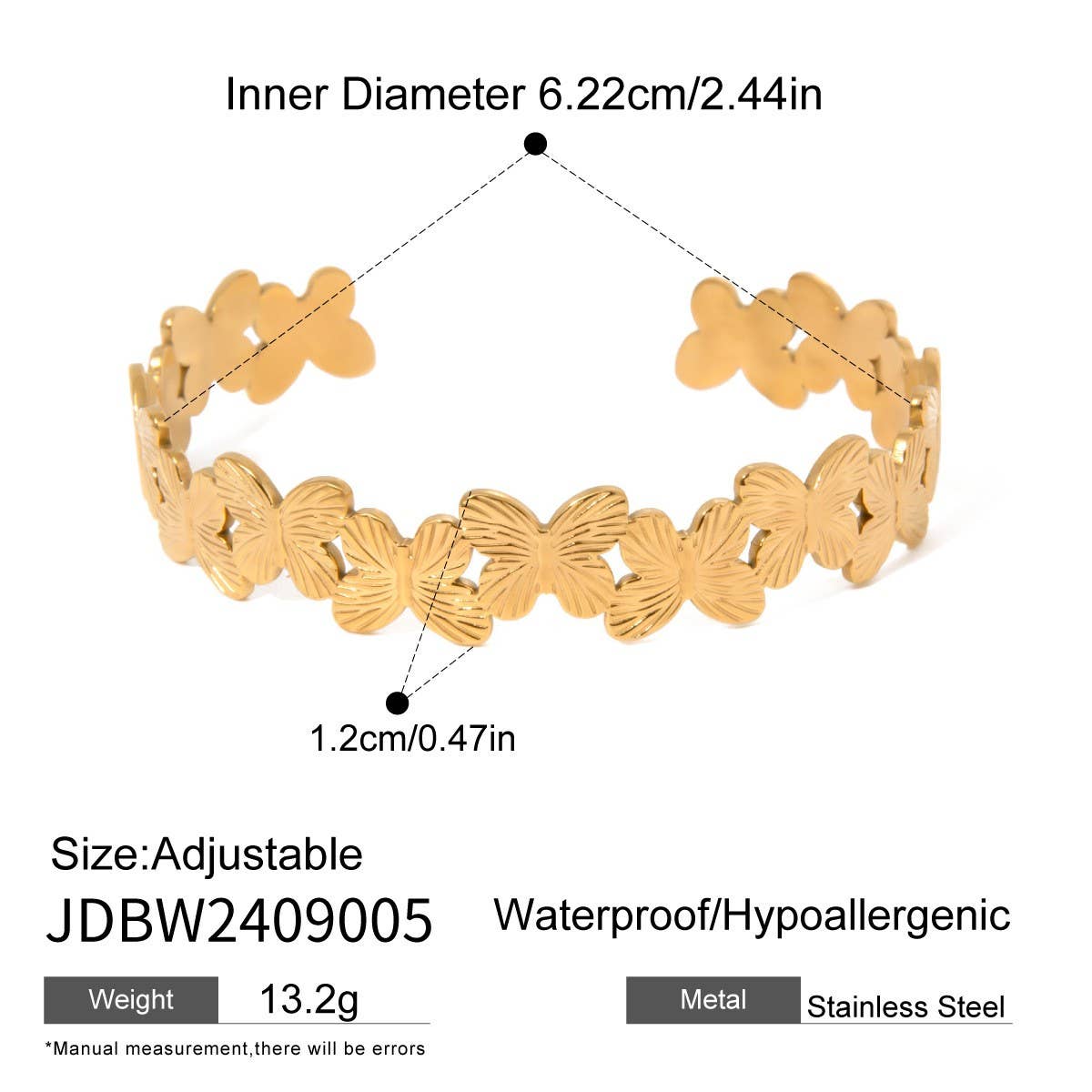 18K Gold Ribbed Butterfly Open Cuff Bracelet_CWAJE4887