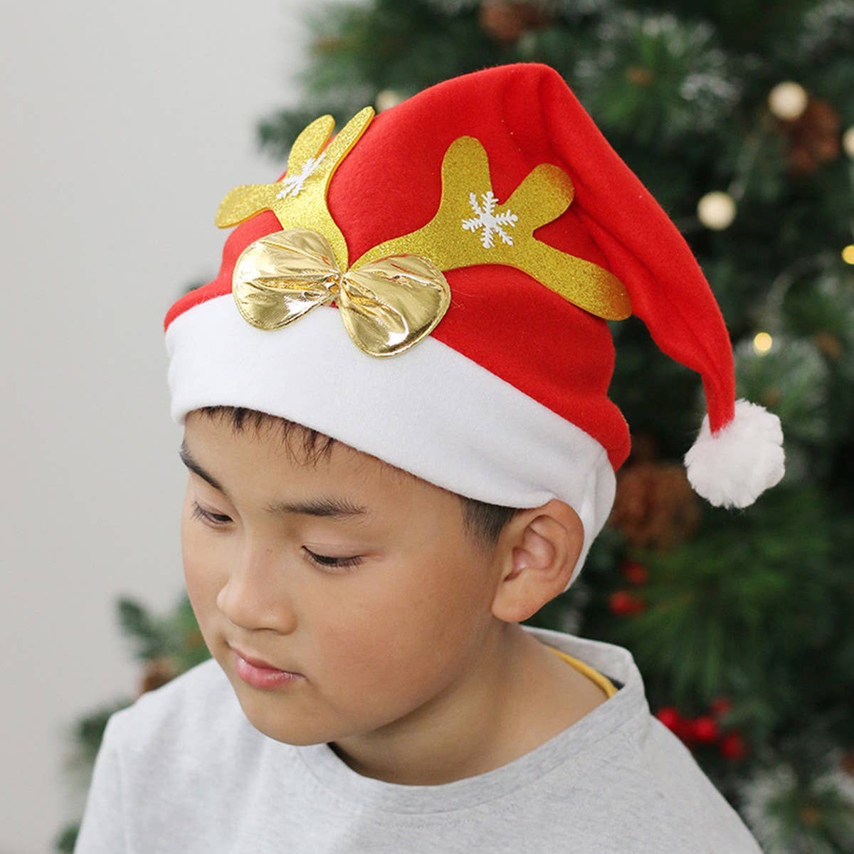 Luxury Velvet Reindeer Santa Hat for Xmas_CWAJE05369