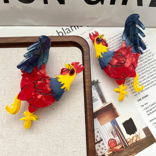 Rooster Acetate Shark Hair Claw Clip for Women