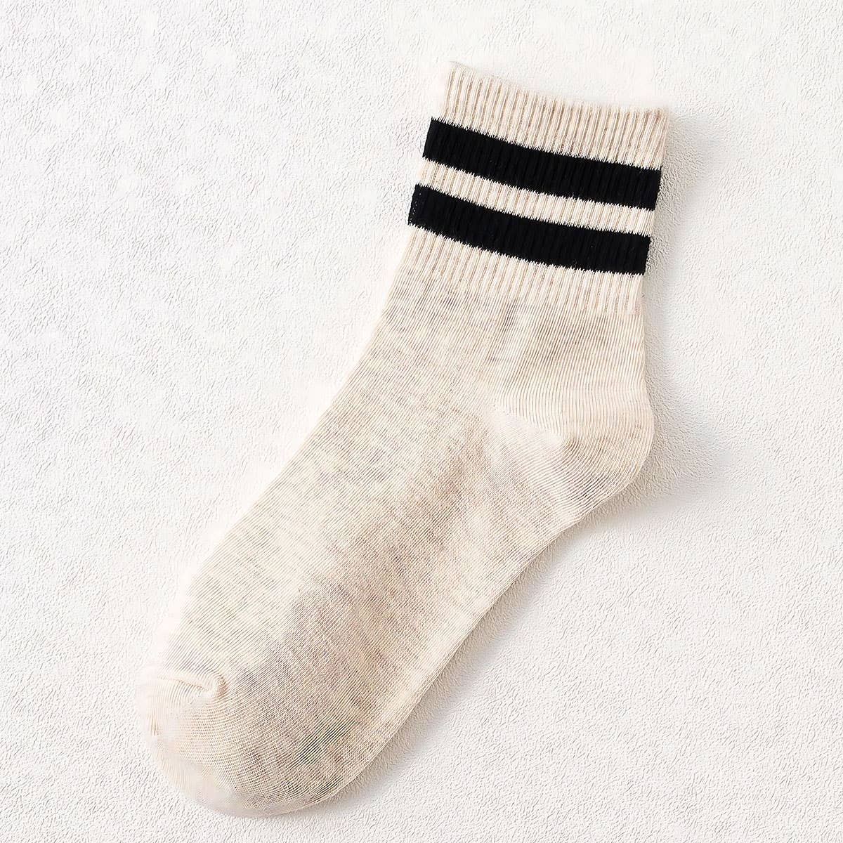 2-Stripe Cotton Mid Socks for Women, Wholesale_CWMS070