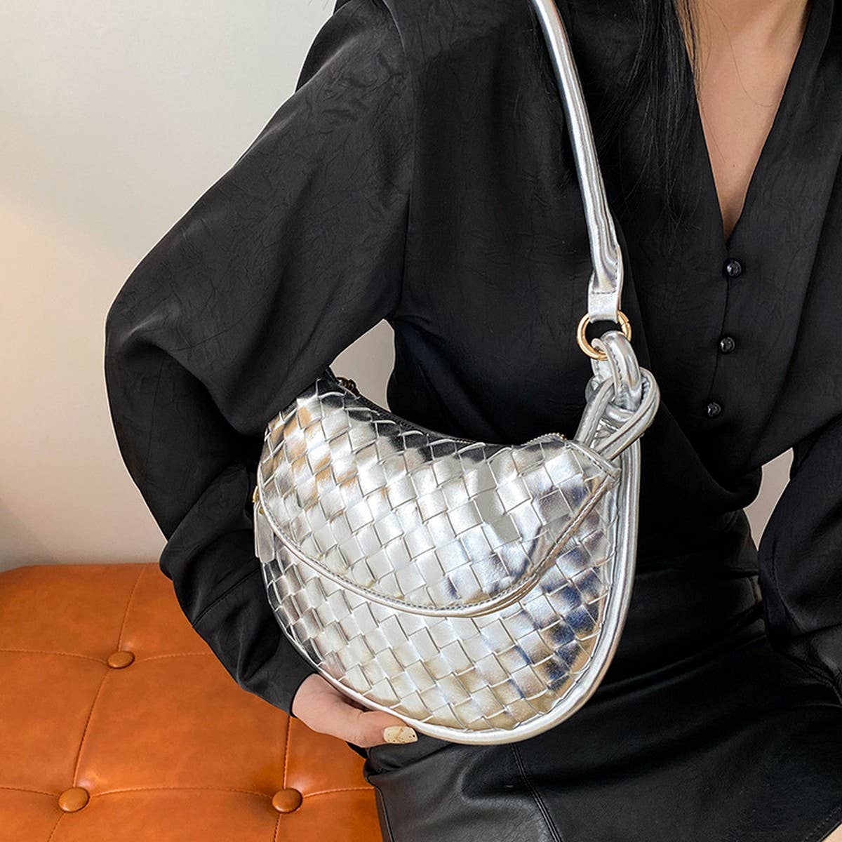 HANDMADE STRAW BAG FASHION ONE-SHOULDER ARMPIT BAG_CWAB1912