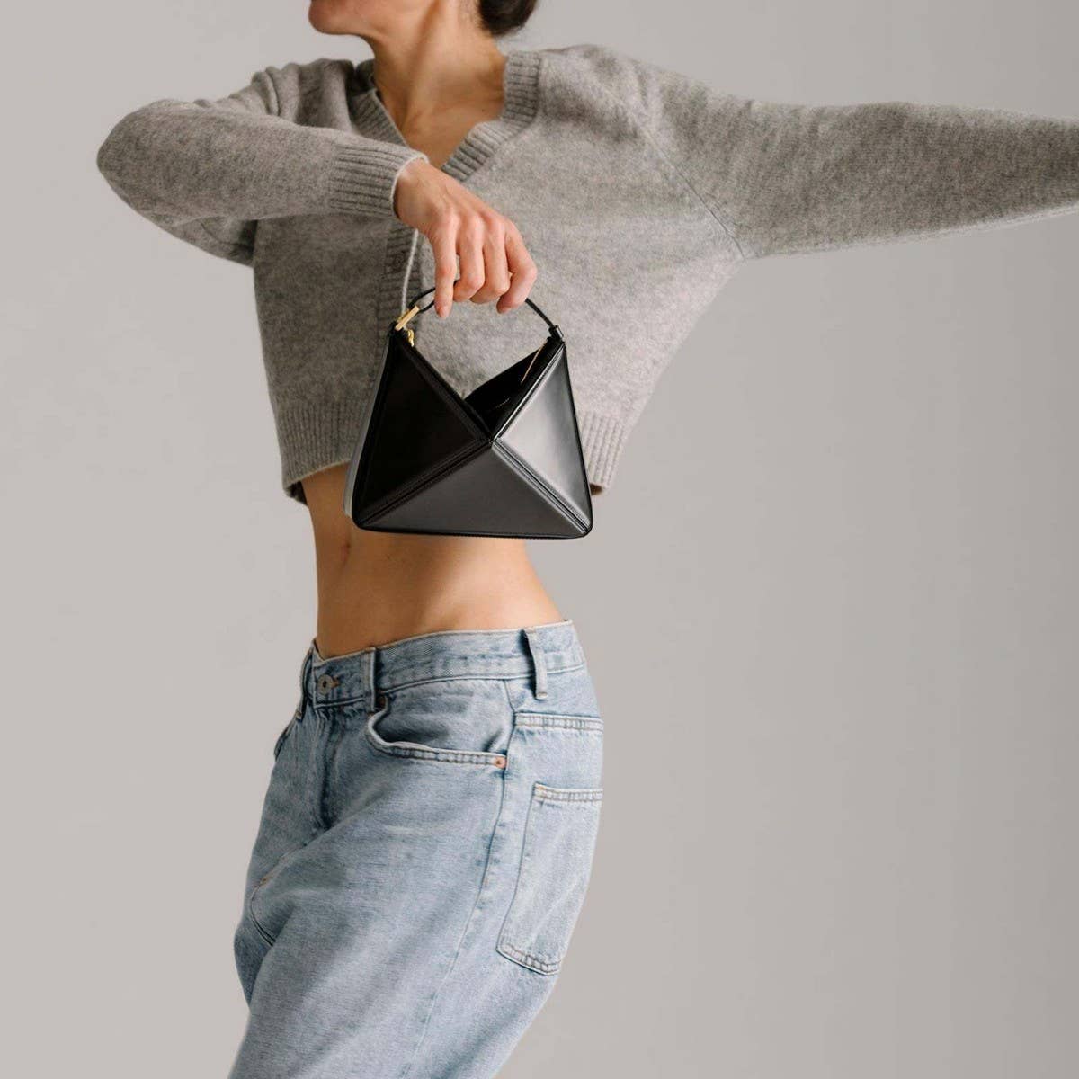 TRIANGULAR RHOMBUS STITCHING FOLDING SHOULDER BAG_CWAB1933