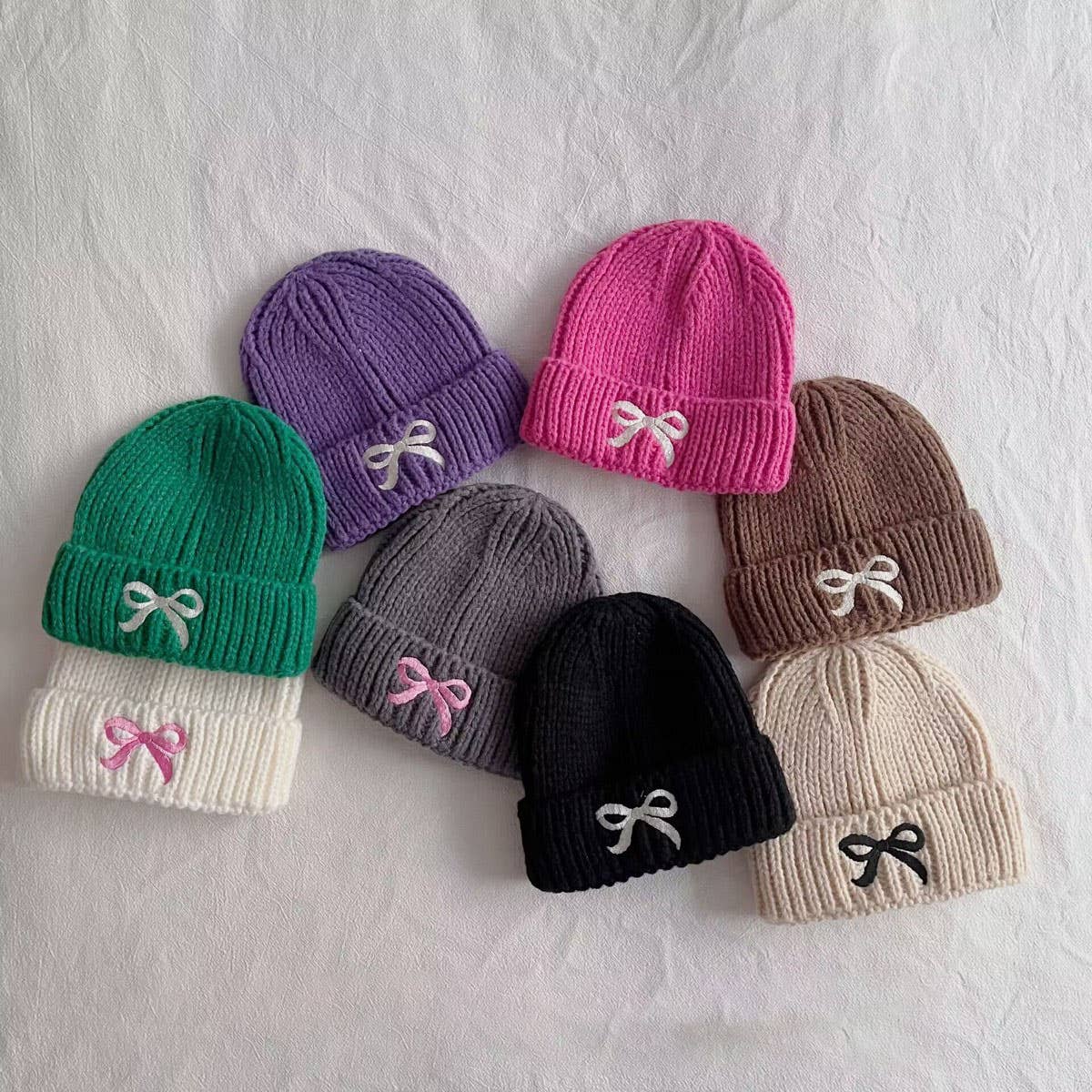 PERSONALIZED BOW CHILDREN'S WARM KNITTED HAT_CWAH2927