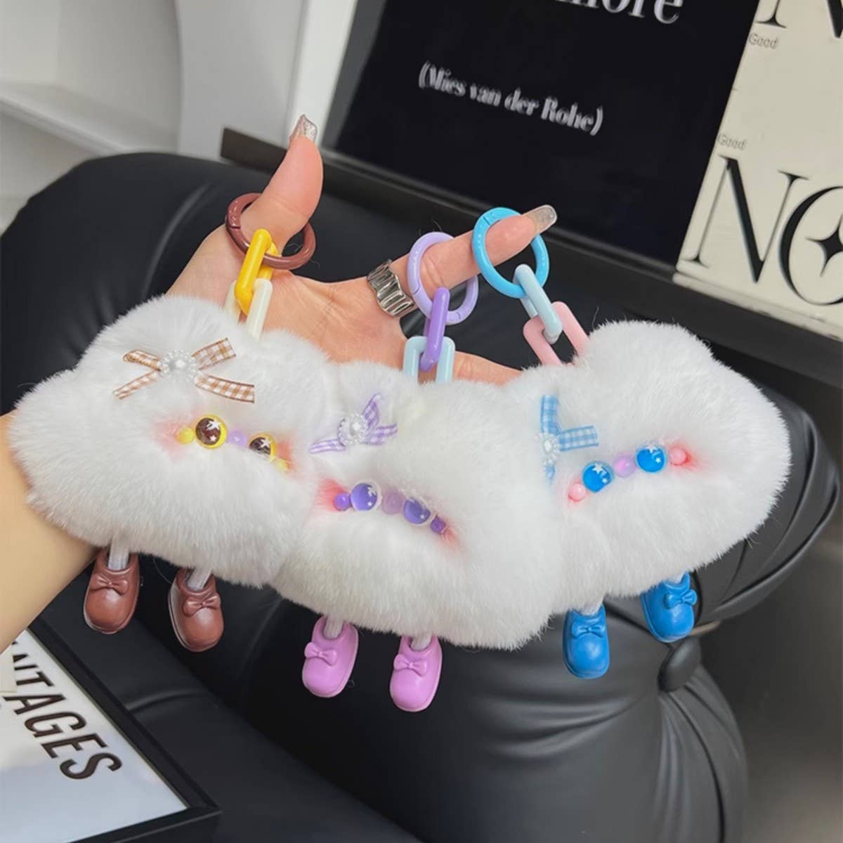 CUTE PLUSH CLOUD CAR KEYCHAIN BAG PENDANT