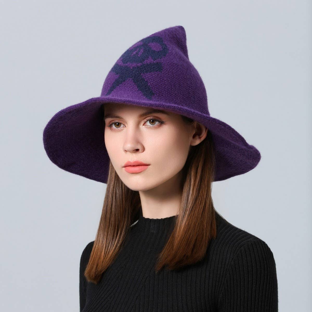 CWAH1681_Halloween Skull Knitted Wizard Hat