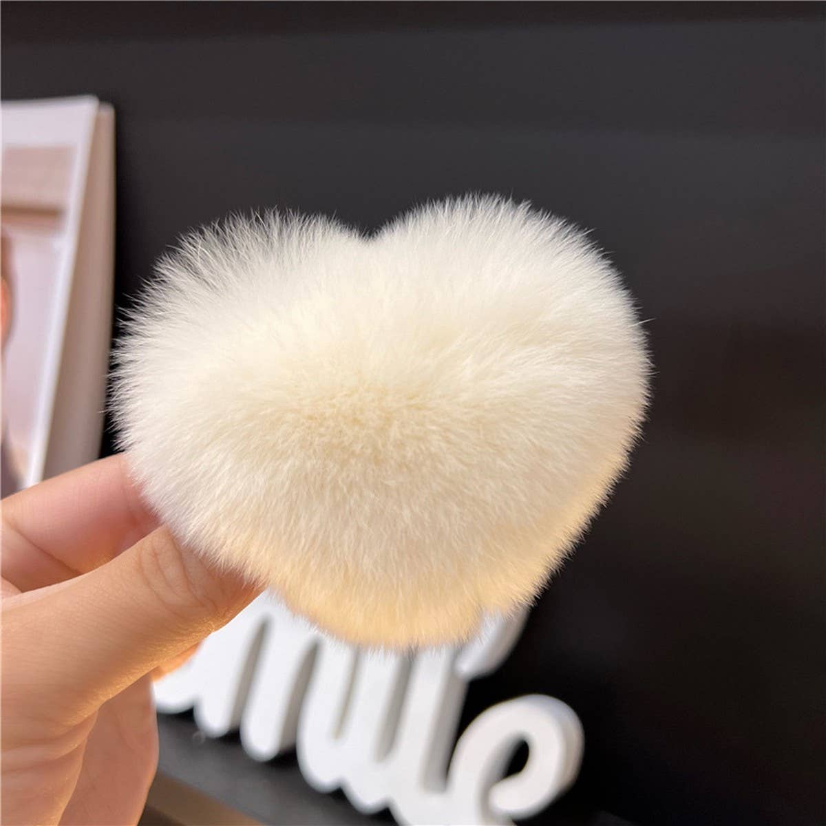 Cute Rex Rabbit Heart Hair Clip - Fluffy BB Pin