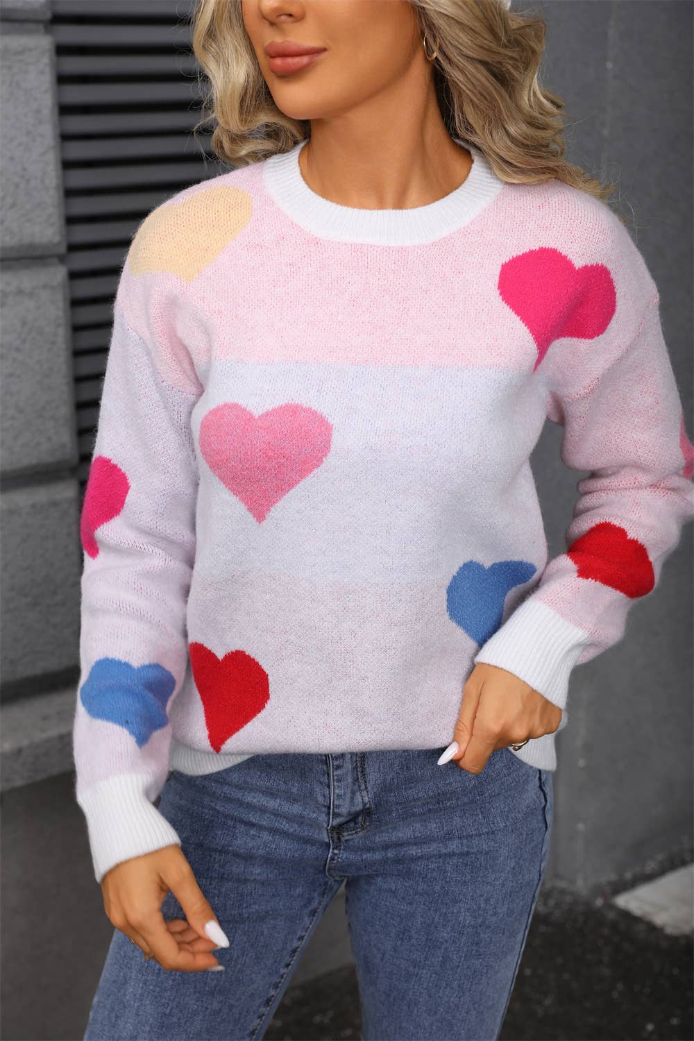 Valentine's Day small heart pullover sweater