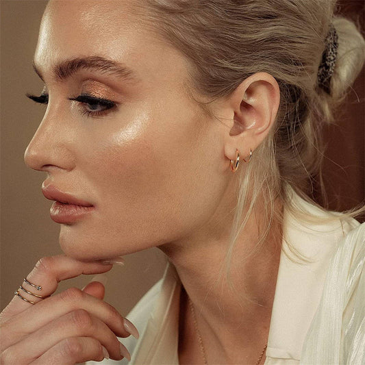 18K Gold Plated Spiral Twist Double Hoop Earrings_CWAJE5029