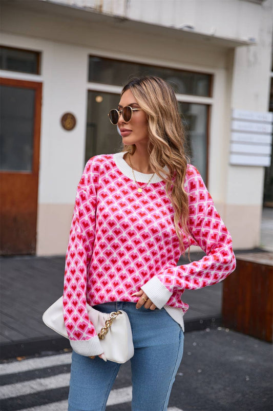 VALENTINE'S DAY CREW NECK PULLOVER SWEATER