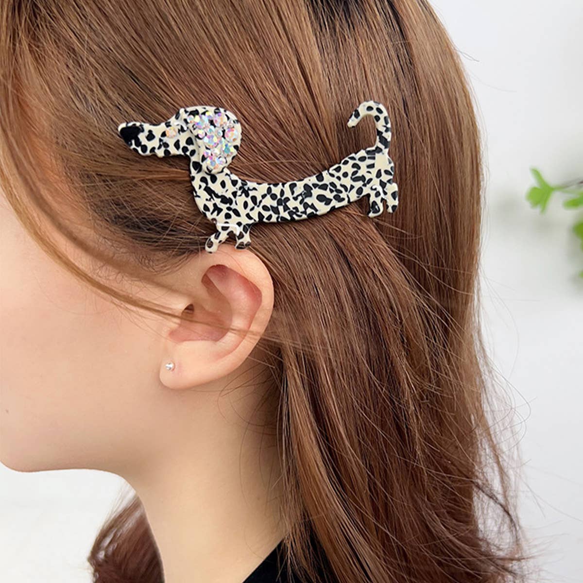 RHINESTONE DOG TEMPERAMENT GIRLY HAIR CLIP