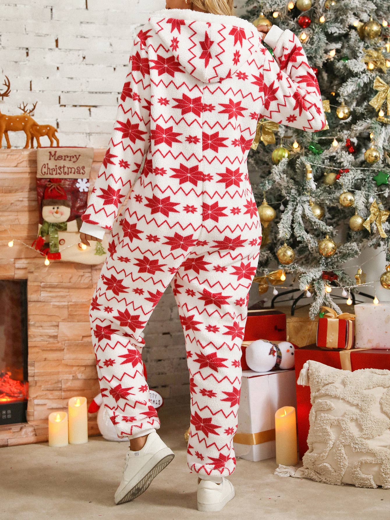 LONG-SLEEVED TROUSERS CHRISTMAS PLUSH JUMPSUIT