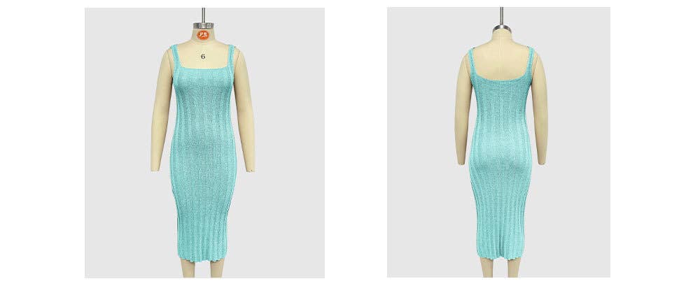 Solid Color Ribbed Sleeveless Tank Maxi Dress