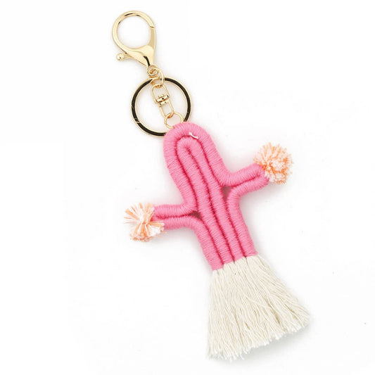 Handmade Cactus Keychain Colorful Cotton Rope_CWAB5025