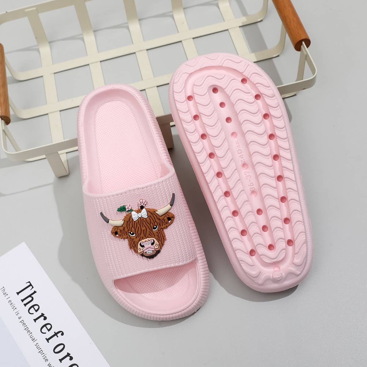 Highland Cow EVA Slides Women Summer Sandals_CWSHF00228