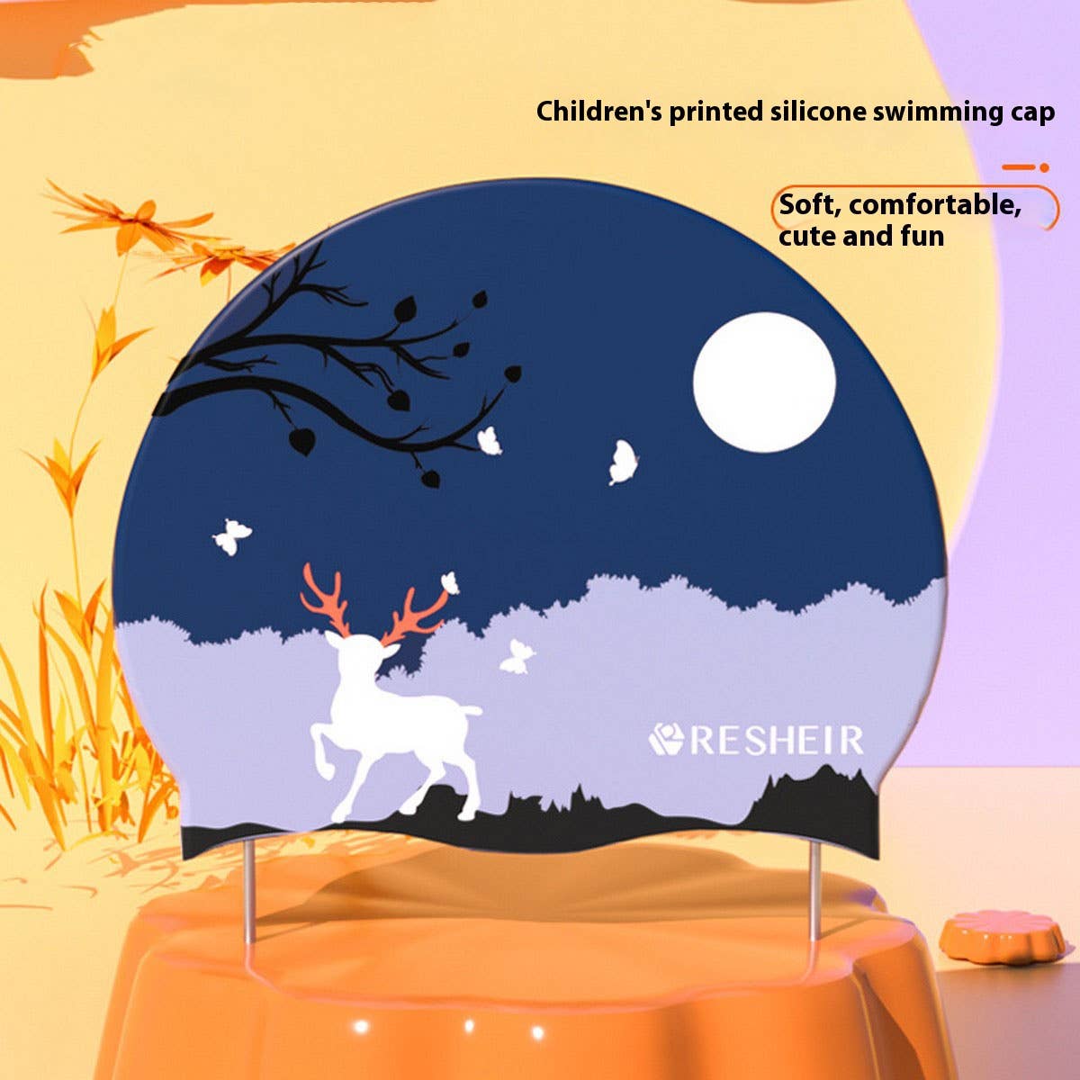 Girls' XL Silicone Swim Cap ?Cute Print