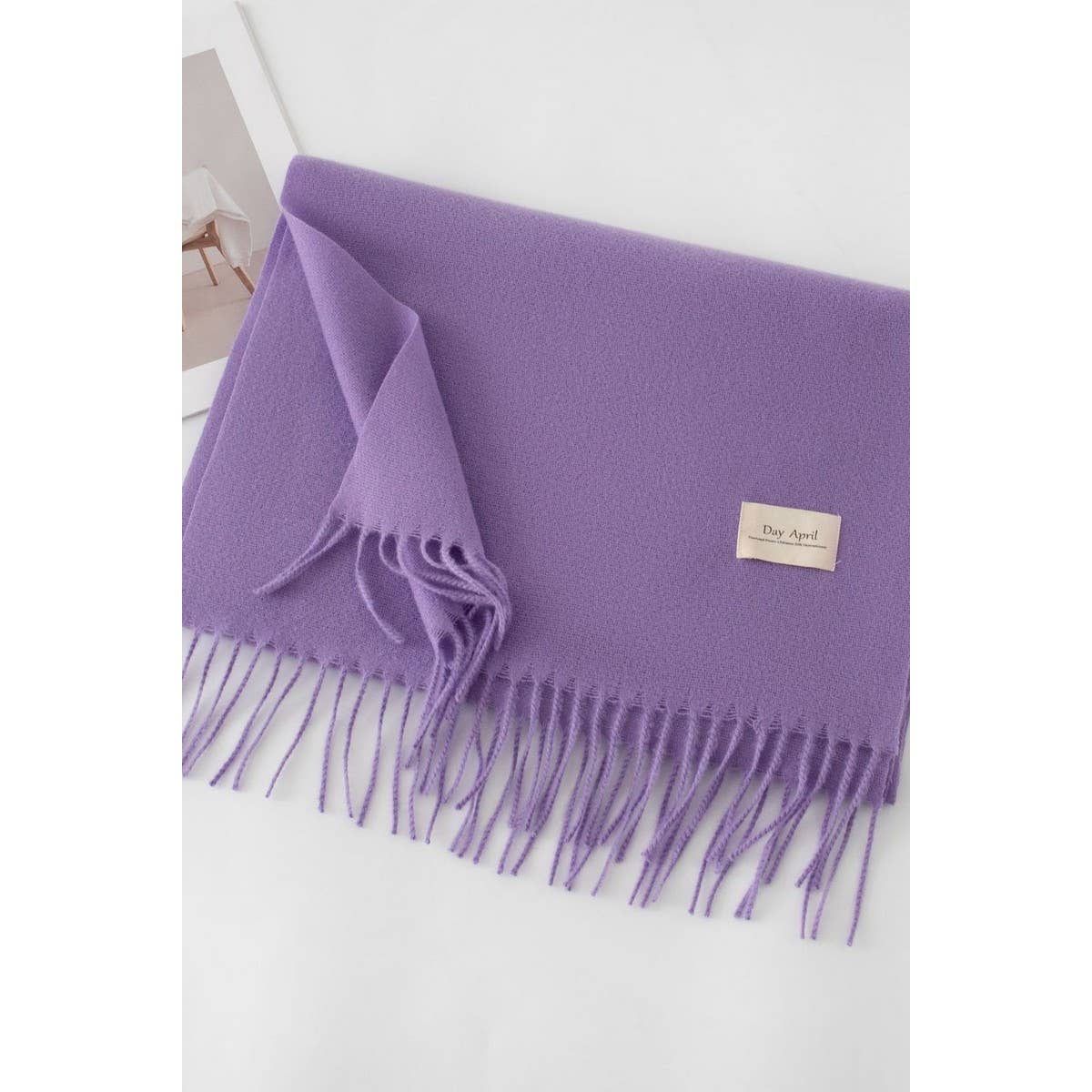 CWASC1482_SOLID COLOR MEDIUM-LENGTH WARM SCARF SHAWL NECK