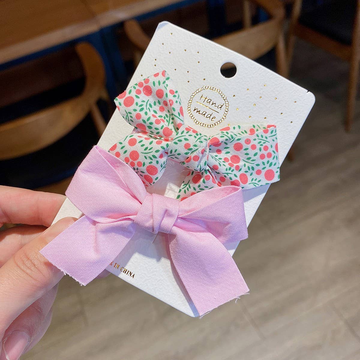 CWAHA07432_2PCS FLORAL BOW HAIR CLIPS FOR GIRLS KIDS