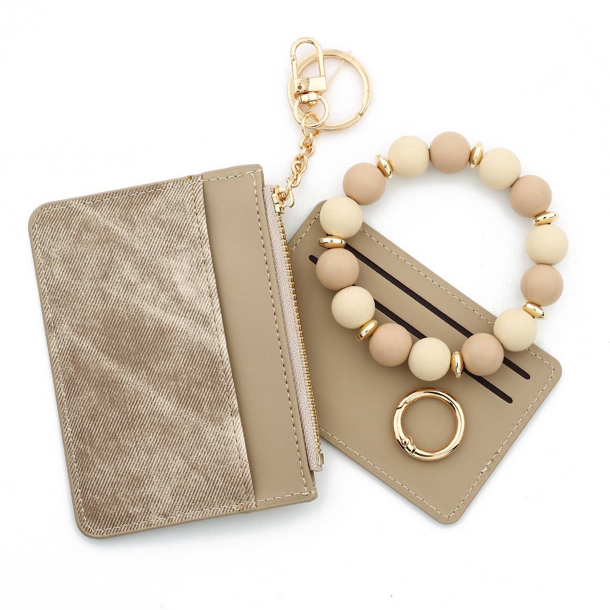 Chic PU Wallet with Silicone Bead BraceletCard Case_CWAB4954