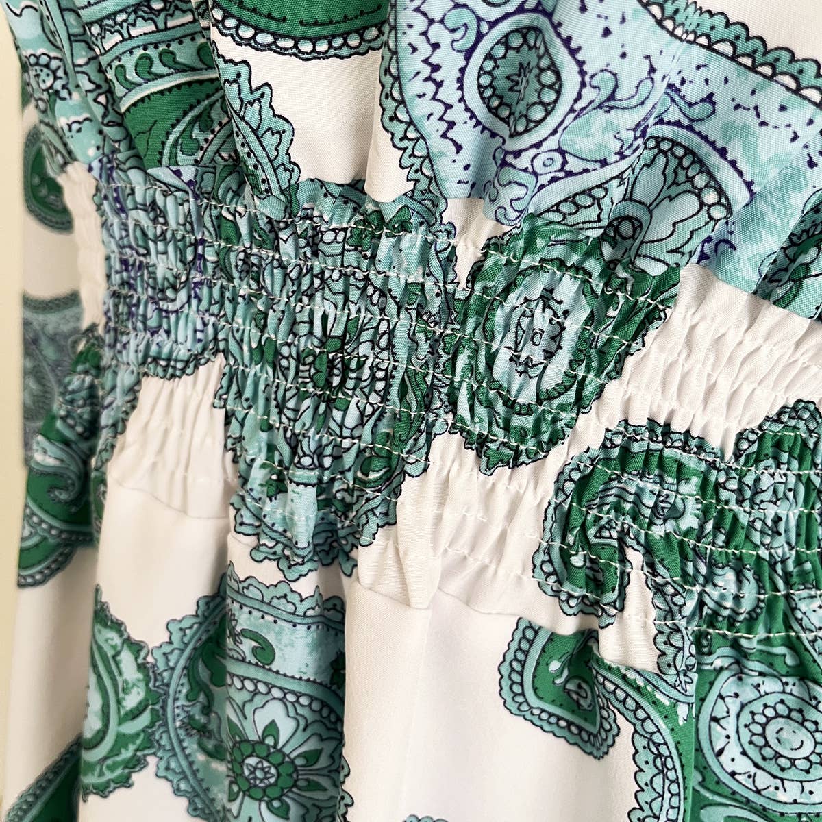 VINTAGE PAISLEY PRINT SHIRT NECK DRESS