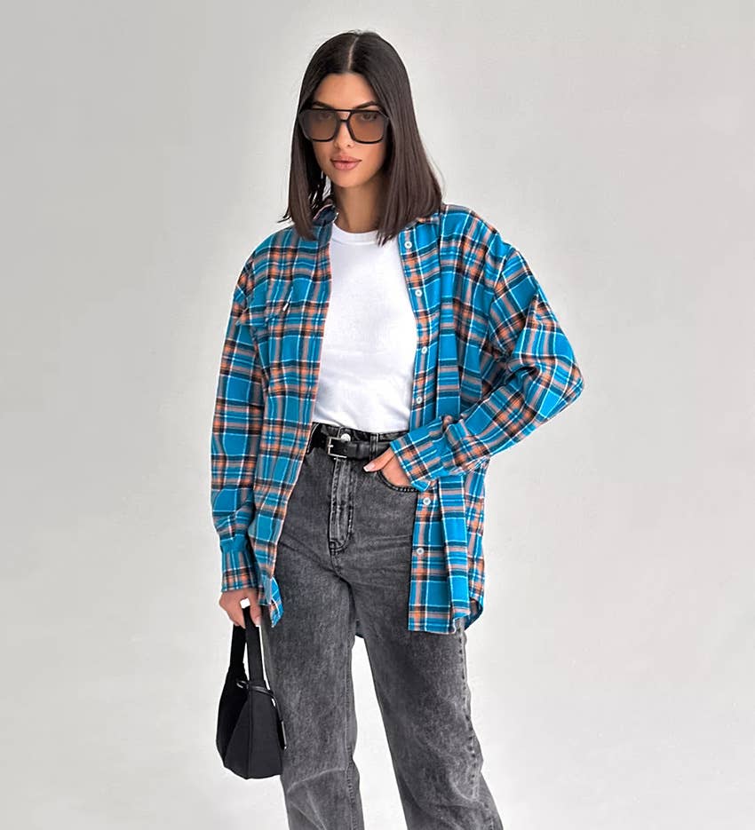 Vintage checkered long sleeve shirt jacket
