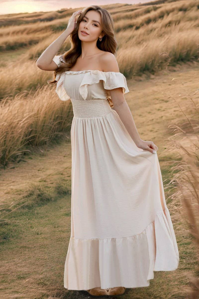 CWDMD6138_SOLID OFF-SHOULDER ONE-SHOULDER DRESS