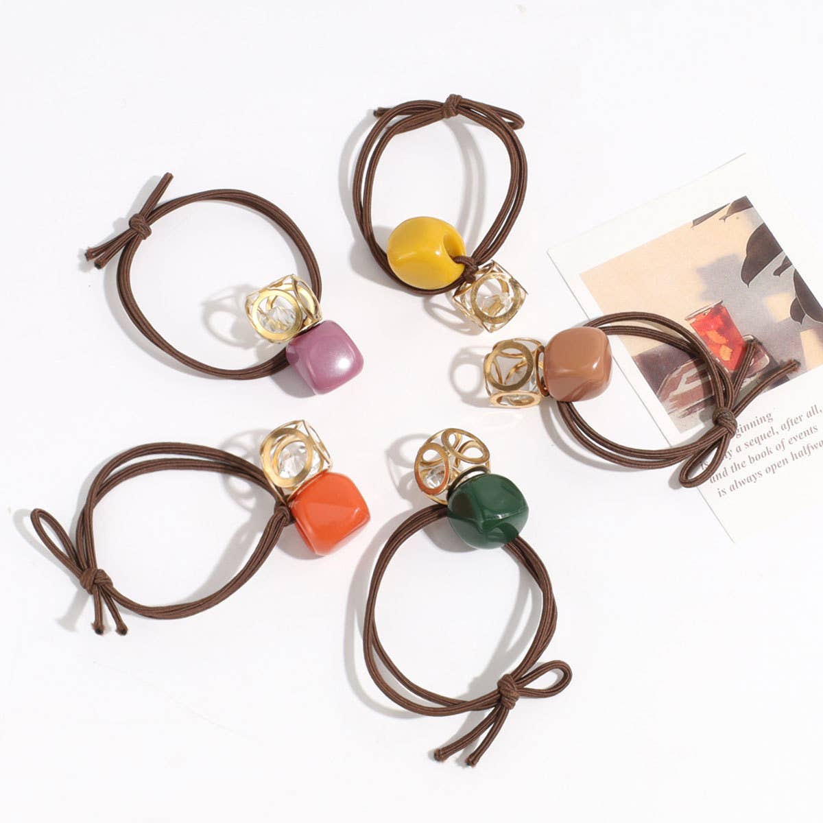 DOUBLE-LAYER HOLLOW SQUARE RHINESTONE HAIR ROPE