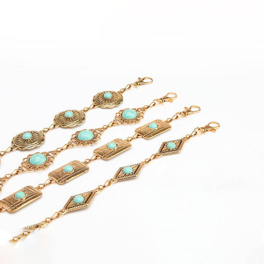 VINTAGE PATTERN TURQUOISE DECOR WAIST CHAIN BELTS_CWABE0401