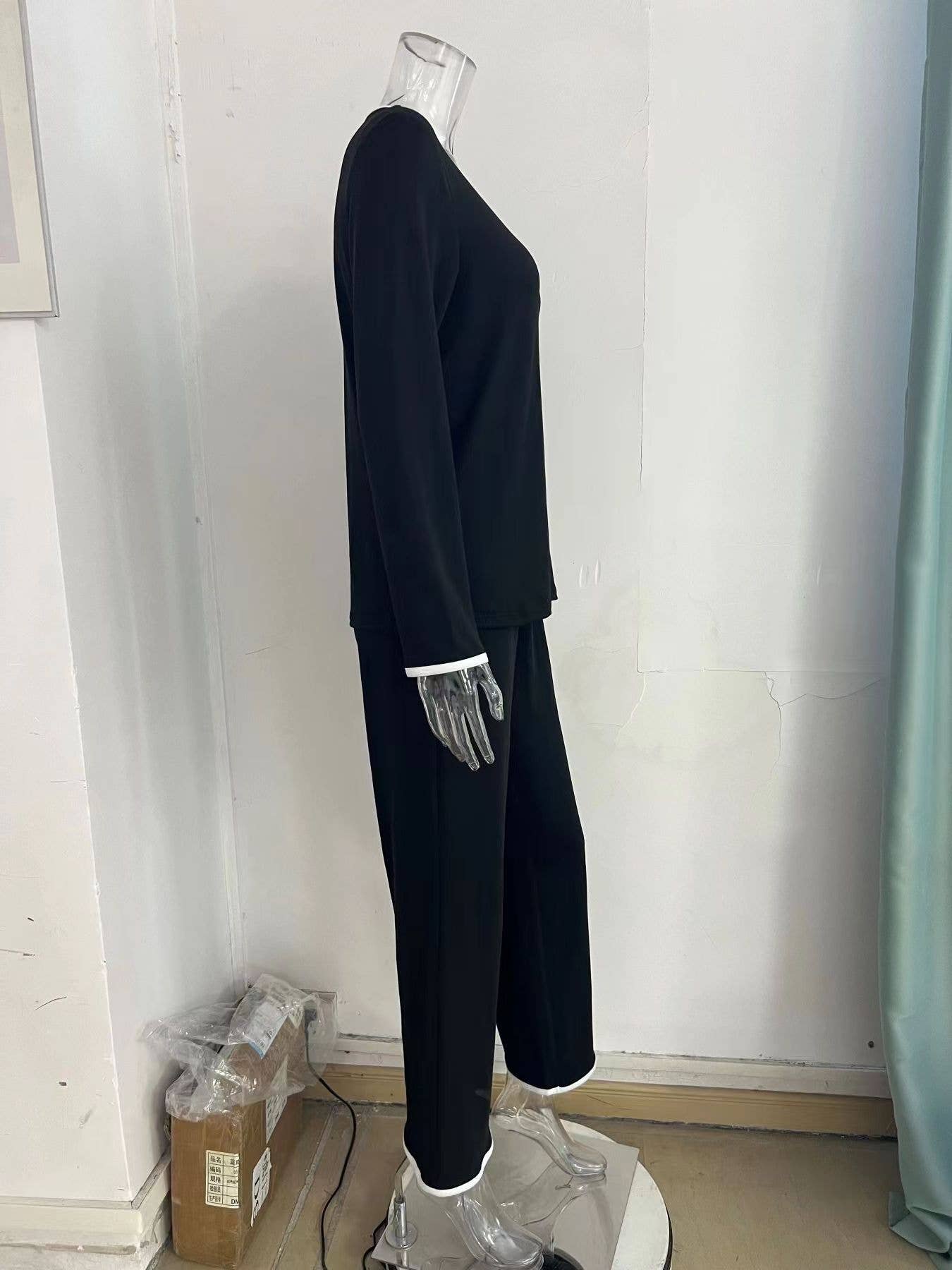 V-NECK LOOSE COMFORTABLE DRAWSTRING PANTSUIT