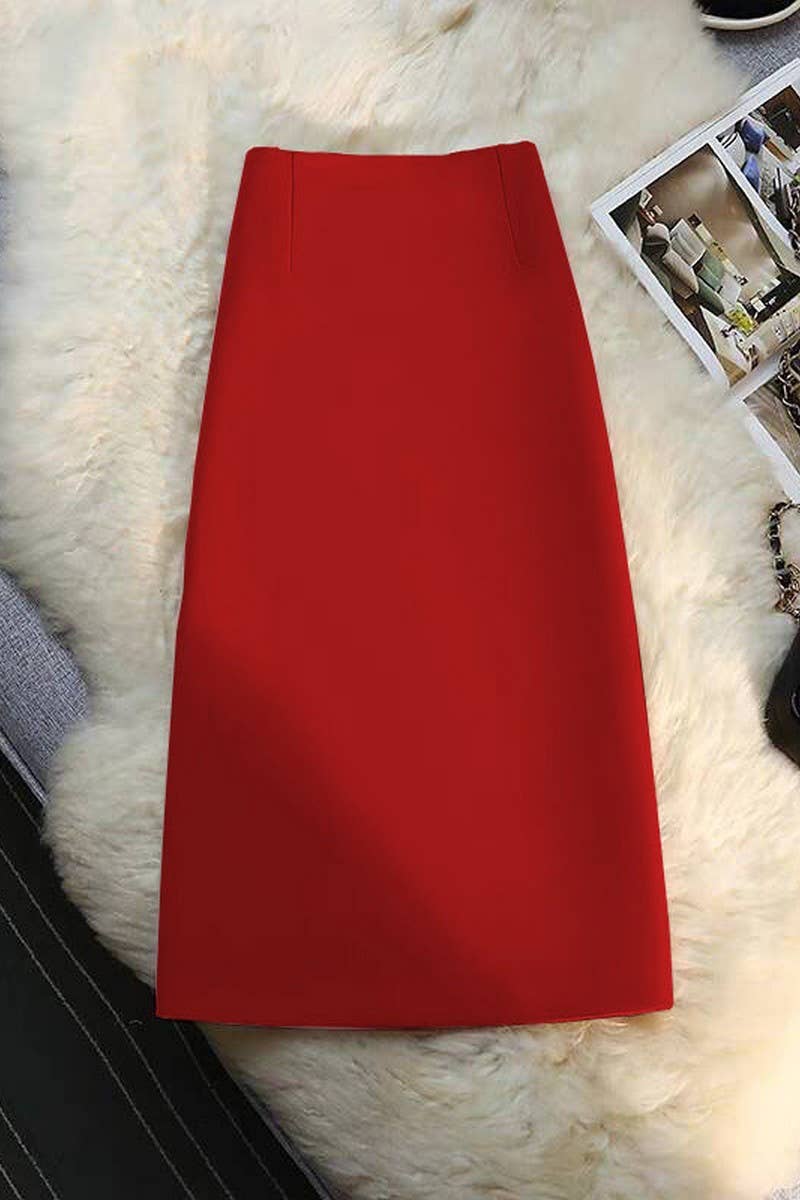 CWBLS00687_SUMMER DRAPE COMMUTER STYLE SUIT SKIRT