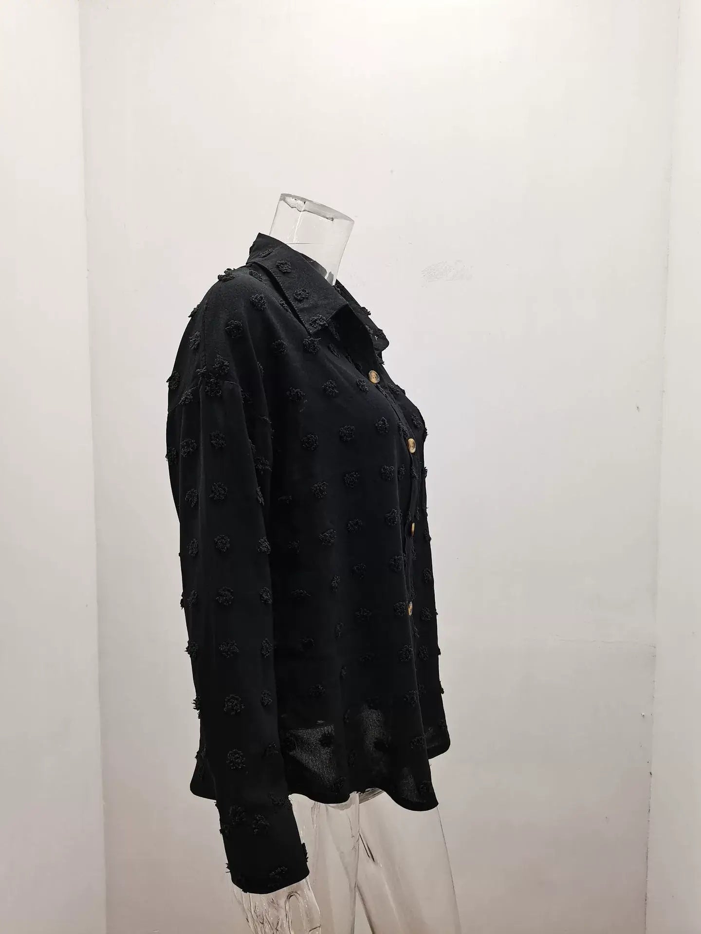 SOLID COLOR CHIFFON JACQUARD BREASTED SHIRT