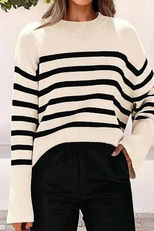 CWOSWL07683_STRIPED LOOSE-FITTING PULLOVER KNIT SWEATER