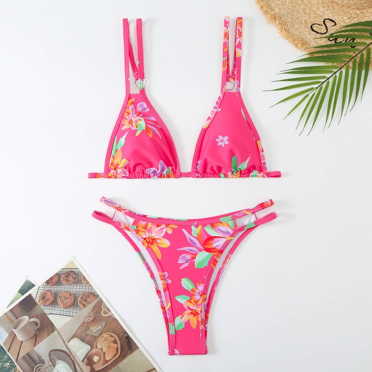 PRINTED BIKINI SET - SEXY DOUBLE STRAP SWIMSUIT_CWMW0914
