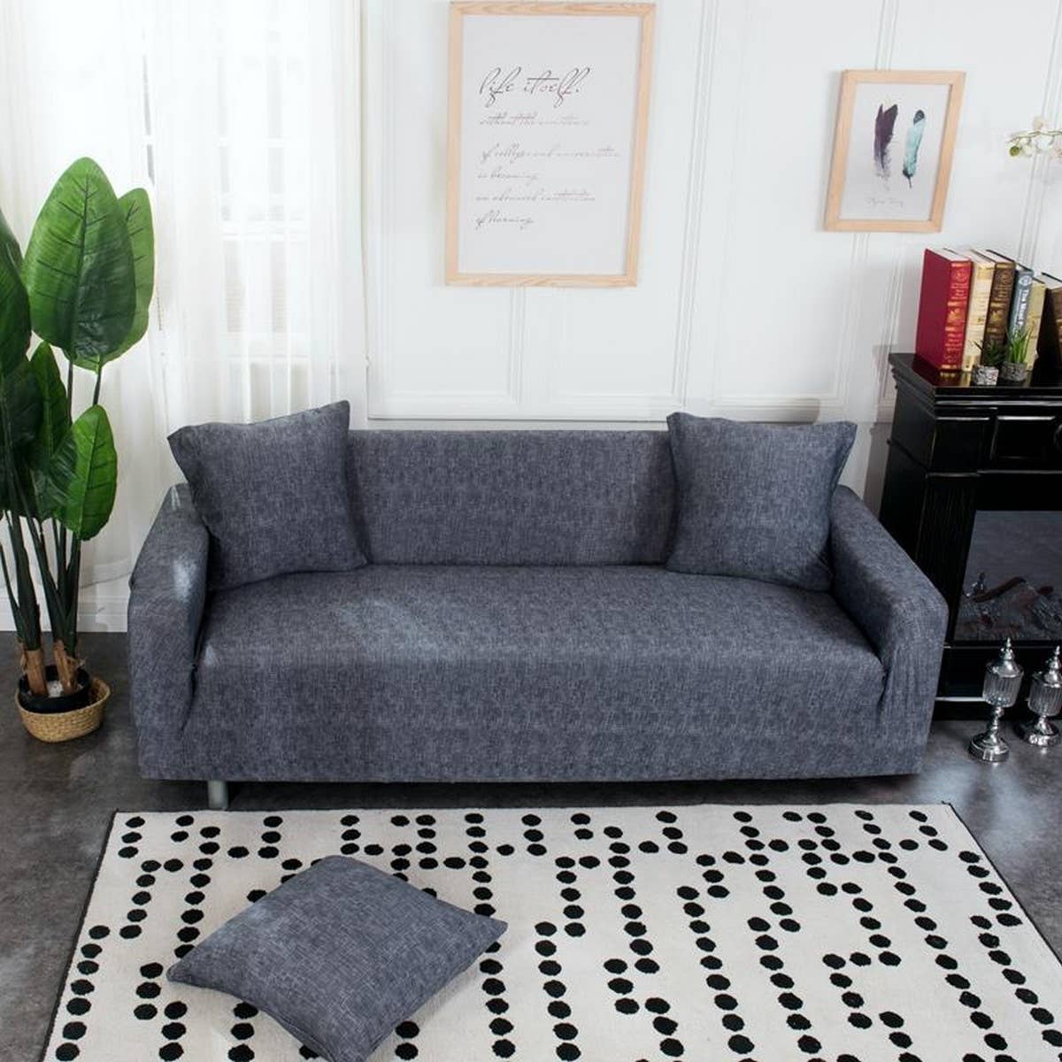 Stretch Sofa Cover, Solid Print, All-in-One Fit_CWMM8309