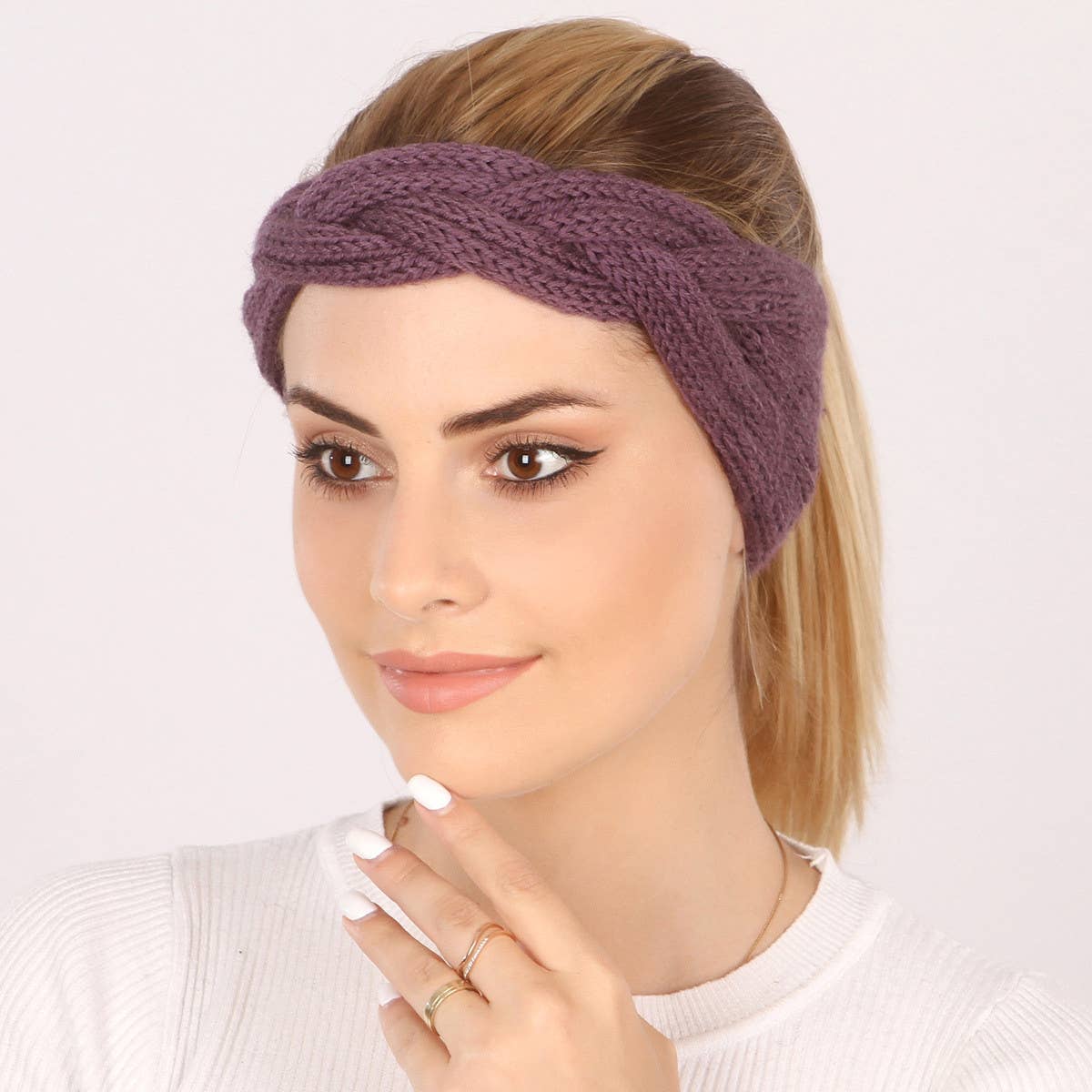 WARM KNITTED FLAT CROSS YARN HEADBAND