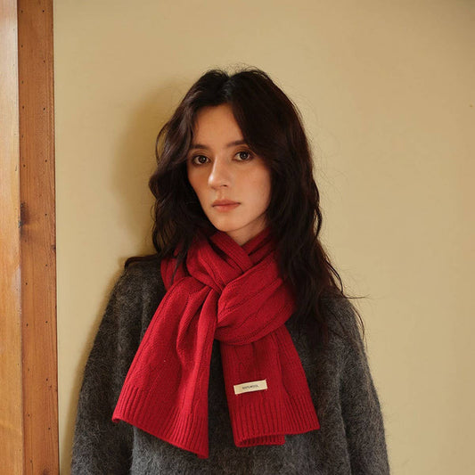 Wool Cable Knit Scarf ??Soft Double-Sided Wrap_CWASC2310