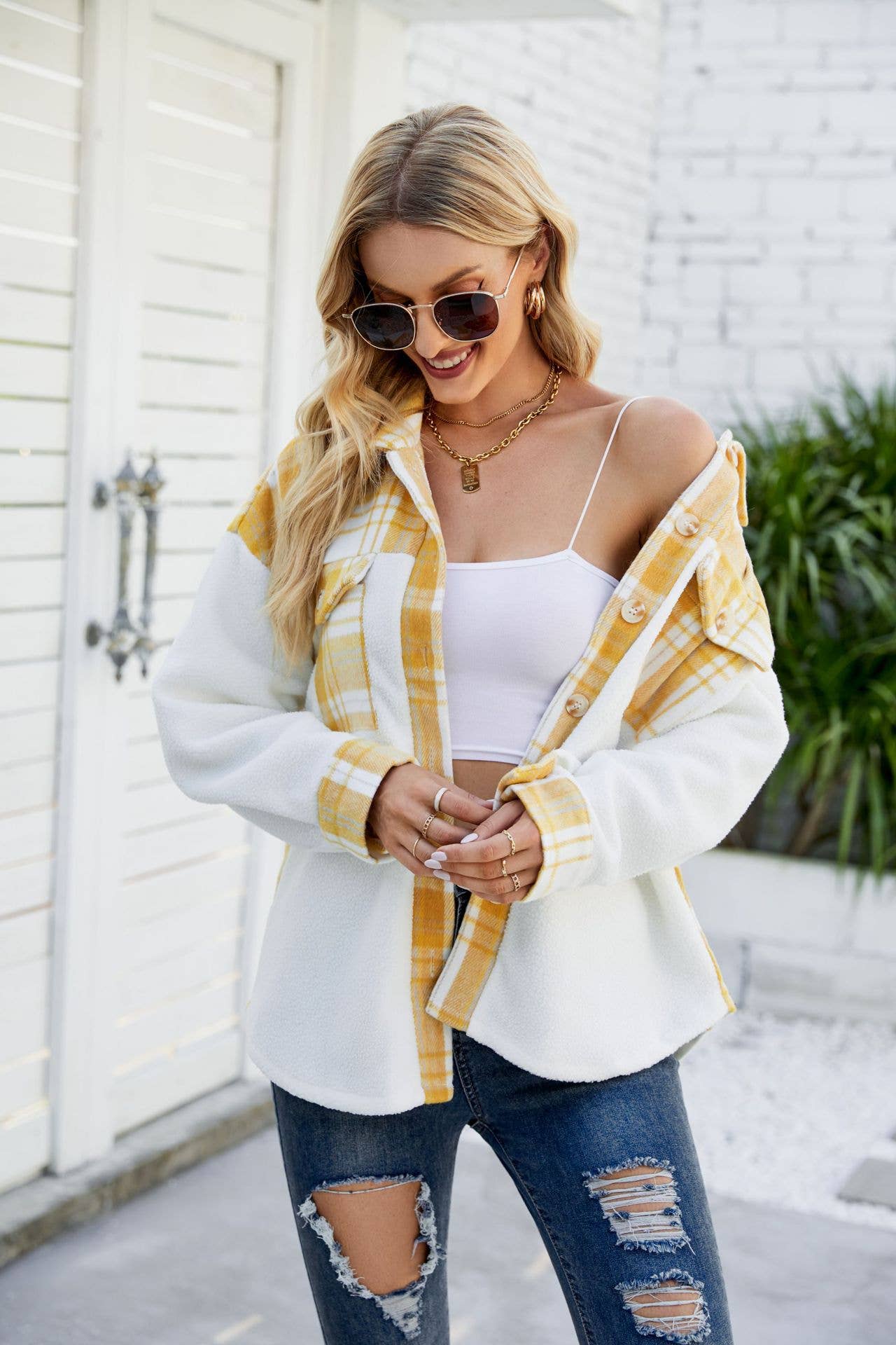 LAMB WOOL LONG SLEEVE COLOR POCKET WOOL COAT