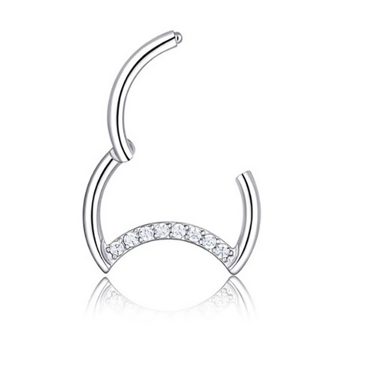 Full Rhinestone Punk Nose Ring in Stainless Steel