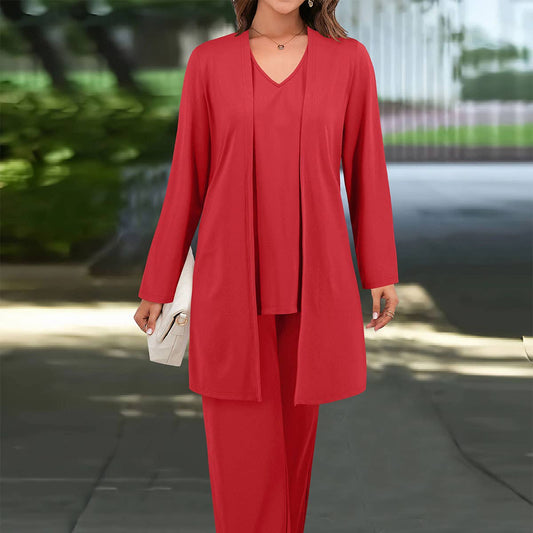 Vest top casual straight-leg pants three-piece suit